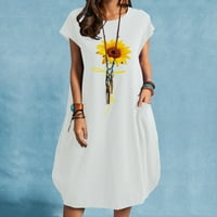 Ljetne haljine za žene Ležerne prilike O-izrez Print Posteljina s kratkim rukavima Labavi džep Labavi