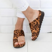 Sandale za žene Ljetni modni stanovi Leopard klinovi Otvorene cipele na plaži Rimljene papuče Sandale