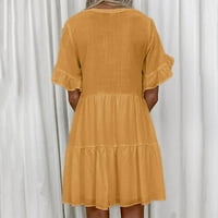 Haljine za čišćenje plus veličina vatrena prodaja Žensko ljetno casual cvjetni print casual kratkih rukava V-izrez džepna haljina