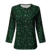 Ženska modna tiskana labava majica Srednja rukava rukava okrugla izrez casual vrhovi vojska zelena XL na prodaju