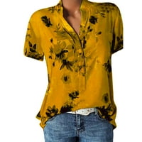 Ženski kratki rukav ljetni vrhovi za gamaše labavo fit gumb V izrez pulover bluze majice narančasta m