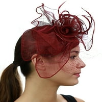 Nyfashion koktel Formalan zabava za veo veo cvjetna mreža za fascinator, Burgundija