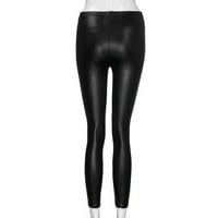 Crne ženske hlače modni visoki struk Slim fit elastičnosti patentni zatvarači na tajice teretane Aktivne