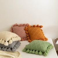 Nordic marokanski pleteni jastuk za bacanje za slučaj sa pompomima tassel boho prugasti kabel pletiv