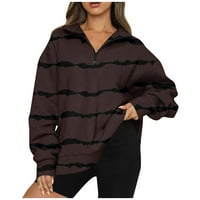Umitay pulover džemperi za žene Ženska povremena modna maha s dugim rukavima Stripe Print Prevelište