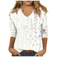 Bluze za žene, ženski okrugli rukav za vrat ljetni odmor T majice cvjetni tisak plus veličina bluze chmora