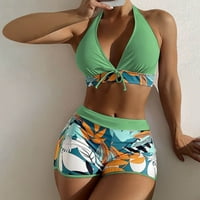 Kupaći kostimi za ženske odjeće kupaći kostim s kupaćim kostimima za kravate tropsko print za plažu odjeće bikini sa šorcama