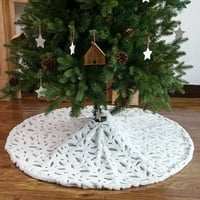 Jiaroswwei Feather Print Plush božićno suknje od drveća Netkana tkanina Okrugli Fluffy Xmas Tree Base Cover Početna Dekor