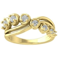 Araiya 14k Yellow Gold Diamond Criss Cross Band prsten, Veličina 10