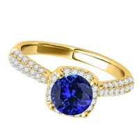 Mauli dragulji za angažovanje prstenova za žene 1. Carat Halo prekrasan dizajn tanzanite i dijamantski