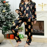 Eyicmarn ženske božićne pidžame set saten dugih rukava i labave pantalone sanja sanjačka odjeća