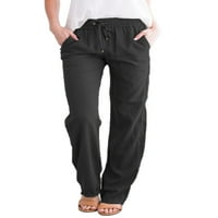 Huakaishijie ženske vučne elastične struke pamučne labave pantalone sa dugim hlačama pantalone