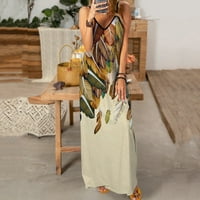 Yuwull Maxi Haljina za žene Sun Haljine Žene Ljeto Ležerne prilike Ženska ljetna modna remena V-izrez