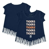 Djevojke Omladinska malena repa mornarica Detroit Tigrs Slogena majica Fringe