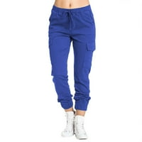 DRPGunly ženske hlače dame više džep teretni hlače elastični struk korzet konopci hlače y2k hlače pantalone za žene tamno plave 2xl