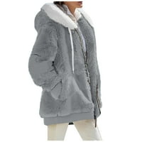 MLQIDK Zimska odjeća za žene, modni topli kaputi Casual Fuzzy Fleece Sherpa Jakne duksevi Pulover plus