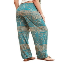 Glookwis dame Solid Color Yoga hlače Kantale za crtanje duge čipke prema gore dno sa džepovima ravno noga hipi pant zelena 2xl