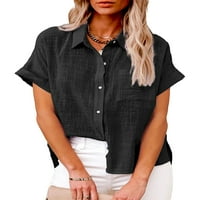 Ženski džepni vrhovi labavi poslovni majica rever izrez vrećicu bluza bluza tunika