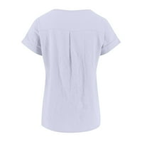 Ženske vrhove bluza cvjetni kratki rukav povremeni ženski majica V-izrez ljeto bijeli xl