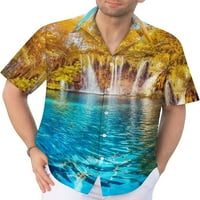 Prekrasna krajolik majica za muškarce Retro Big i visoki gumb dolje majice Casual Aloha kratkih rukava