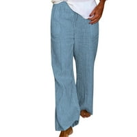 Koaiezne ženske prugaste pamučne platnene modne ležerne ravne pantalone za noge