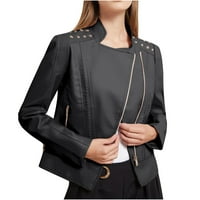 Kaputi za ženske kožne jakne na dugih rukava sa dugim rukavima džep za jaknu Džepne žene Ženska proljetna
