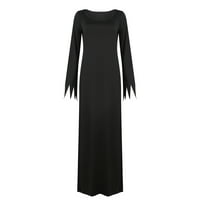 GDFUN ženska moda V izrez dugih rukava kostim crna proreza duga haljina - kućne haljine haljine za žene