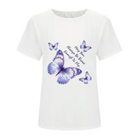 Bluza za ženske kratke rukave majica majica majica leptira Basic Top ljetni labavi pulover dukserica