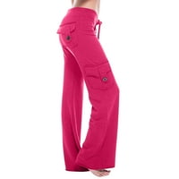 Ženske rastezljive drešene haljine vježbanje izlaže na tajice Stretch tipka za struku Pocket yoga teretane Loose hlače