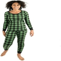 Leveret Žene dvije pamučne pidžame crno-zelene pletenice m