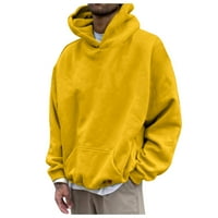 Yinmgmhj Hoodies za muškarce muške jeseni i zimske casual labavo pušač s kapuljačom gornji žuti + m