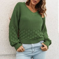Holloyiver ženski V izrez batwing rukav labav ogromni pleteni pleteni džemper sa pulovernim pulovernim