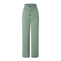 Daznicoone ženske hlače Žene pune boje čvorova elastične labave casual široke noge duge hlače za žene za žene zeleno xl