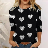 Ženske majice preveliko ljubav srca štampane o-vratom dugih rukava s dugim rukavima Slatke majice za
