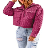 Hirigin Women Fashion Wild Cropped Jacket Solid Boja Ovratnik dugih rukava s jednim rukavima za zatvaranje sa dugim rukavima kaput