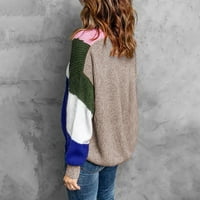 Smanjeni ženski džemper spuštaju pulover džemper u boji blok labavo dugačak dugih rukava s dugim rukavima,