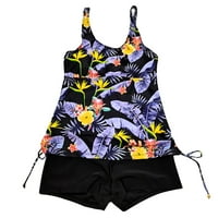 Skromni Tankini kupaći komisioni za žene Dvije kupalište Cvjetni print Cisterne vrh s boyshorts Tržni