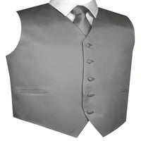 Muška formalna, tuxedo, vjenčanje, maturalni, krstarenje prsluk, Tie & Hankie set u srebrnom - 5xl