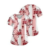Grafički grafički otisci kratkih rukava Bluze za slobodno vrijeme modni V-izrez za žene ružičaste s