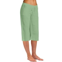 Lydiaunistar vrijeme i trupe za žene hlače modne žene Ljeto casual labavo pokusni elastični struk čvrste pantalone CAPRIS hlače zelena