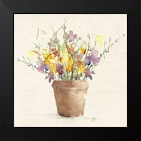 Loreth, Lanie Crna Moderna uokvirena muzejska umjetnost Print pod nazivom - lonce divlje cvijeće i