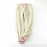 Olyvenn ponude ženske tiskane gamaše s elastičnim džepovima za crtanje i debelim izolacijskim hlačama Trendy Dressy Casual pune hlače hlače za žene ružičasto 8