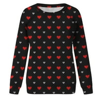 Žene Valentines Day Love Heart Print Dukserirt Ležerne prilike dugih rukava Daily Tops Graphic TEE Crewneck majice Pulover