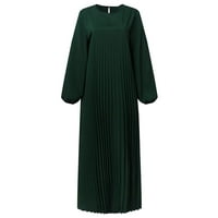 Ženske oblače ženske dugih rukava elegantna haljina s punim bojama okrugla vrata dugih rukava za žene zelena xxxl