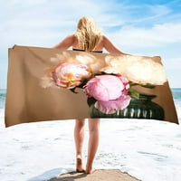 Ružičasta ružičasta ručnika za plažu uz plažu, prekrivači pesak otporan na brzo-suho plivanje cvjetno