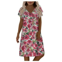 Ljetne haljine za prodaju za žene plus veličine kratkih rukava za tisak cvjetnog uzorka V-izrez Maxi