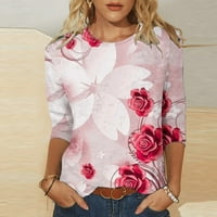 Viadha ženska modna tiskana labava majica rukava bluza okrugli vrat casual vrhovi