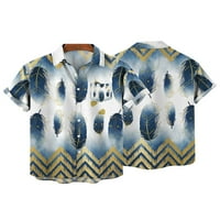 Voguele muškarci vrhovi rever izrez majica s kratkim rukavima majica Loungewear Bluza Hawaiian Tunic