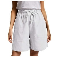 Ženska casual moda Solid CurdString Frenulum džepovi kratke hlače Ženske kratke hlače bijele m