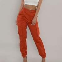 Atinetok teretne hlače Žene Ležerne prilike od punog u boji Elastični struk Multi džep Udoban trening